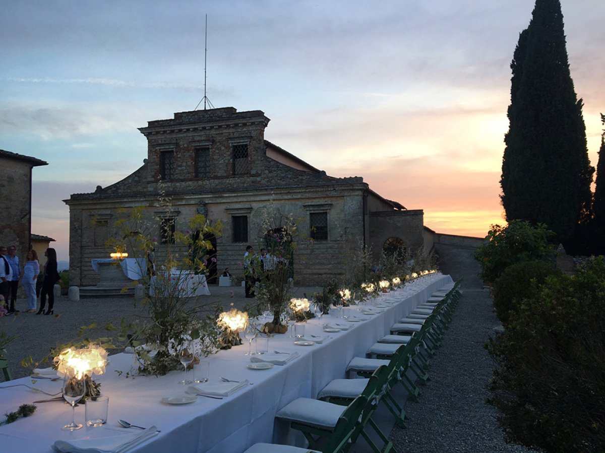 Clizia fumè Battery powered lights up the Vip dinner organised in the historic Felsina cantina garden in Castelnuovo Berardenga