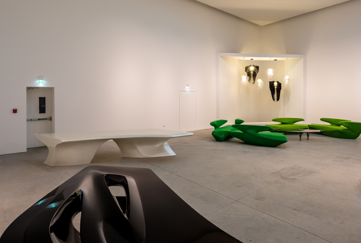 aria and avia suspension by zaha hadid at Leila Heller Gallery
